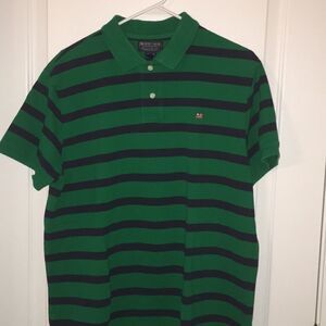 Polo Jeans Company Ralph Lauren Flag Green Blue stripe mens Golf shirt XL